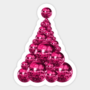 70s Pink Magenta Disco Ball Christmas Tree Sticker